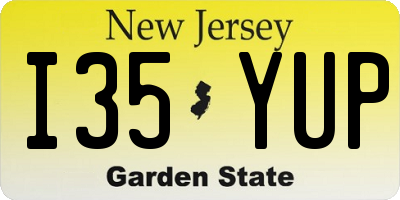 NJ license plate I35YUP