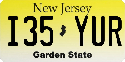 NJ license plate I35YUR