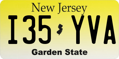 NJ license plate I35YVA