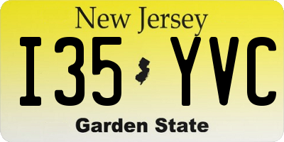 NJ license plate I35YVC