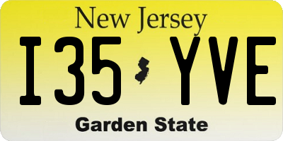 NJ license plate I35YVE