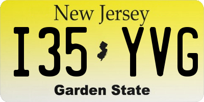 NJ license plate I35YVG