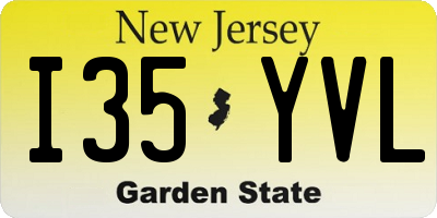 NJ license plate I35YVL