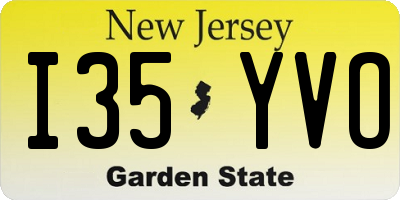 NJ license plate I35YVO
