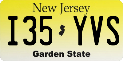 NJ license plate I35YVS
