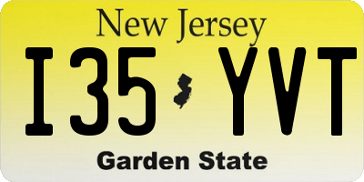 NJ license plate I35YVT