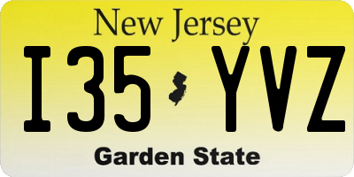NJ license plate I35YVZ