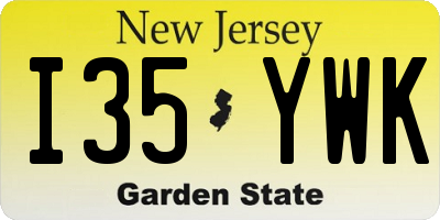 NJ license plate I35YWK