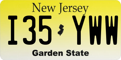 NJ license plate I35YWW