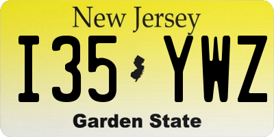 NJ license plate I35YWZ