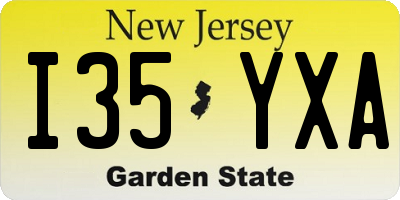 NJ license plate I35YXA