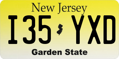 NJ license plate I35YXD