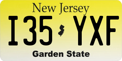 NJ license plate I35YXF