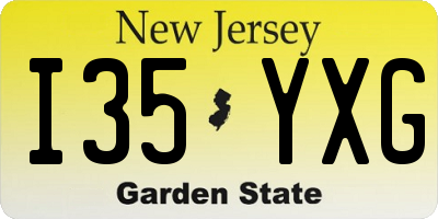 NJ license plate I35YXG