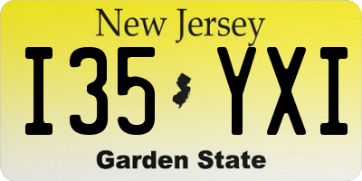 NJ license plate I35YXI