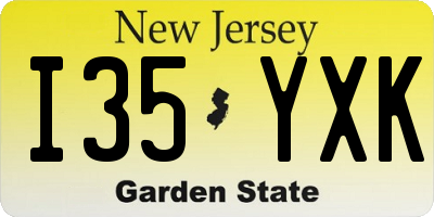 NJ license plate I35YXK