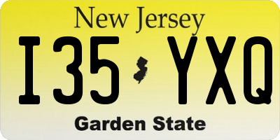 NJ license plate I35YXQ