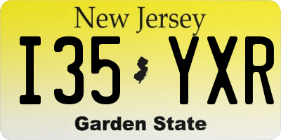 NJ license plate I35YXR