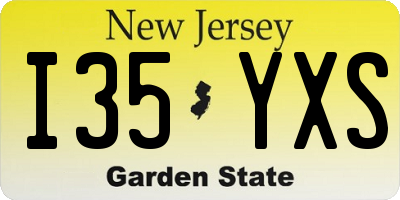NJ license plate I35YXS
