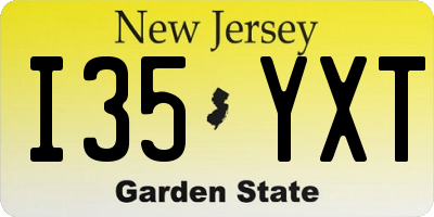NJ license plate I35YXT