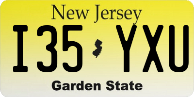 NJ license plate I35YXU