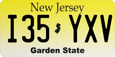 NJ license plate I35YXV