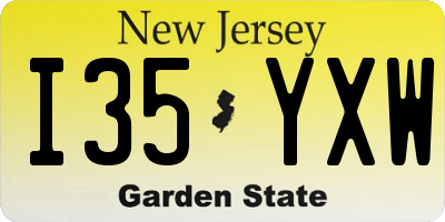 NJ license plate I35YXW