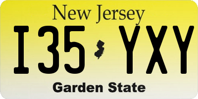 NJ license plate I35YXY