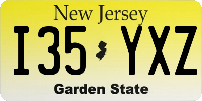 NJ license plate I35YXZ