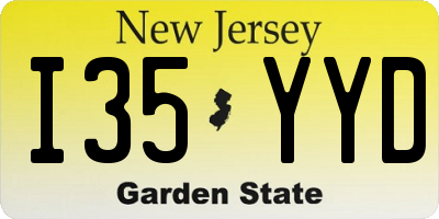 NJ license plate I35YYD