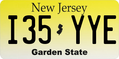 NJ license plate I35YYE