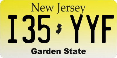 NJ license plate I35YYF