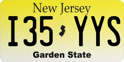 NJ license plate I35YYS