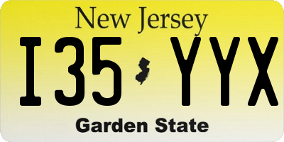 NJ license plate I35YYX