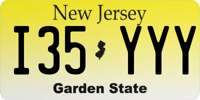 NJ license plate I35YYY
