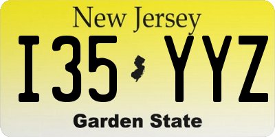 NJ license plate I35YYZ