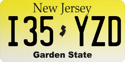 NJ license plate I35YZD