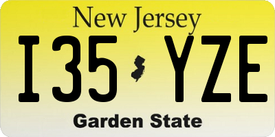 NJ license plate I35YZE