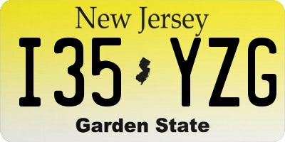 NJ license plate I35YZG