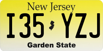 NJ license plate I35YZJ