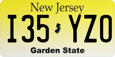 NJ license plate I35YZO