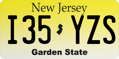 NJ license plate I35YZS