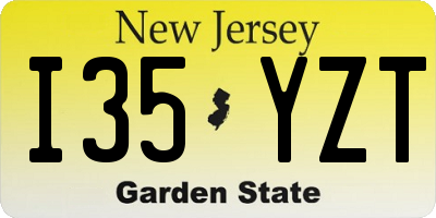 NJ license plate I35YZT