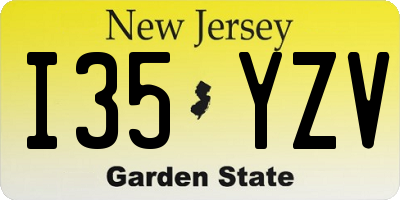 NJ license plate I35YZV