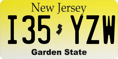 NJ license plate I35YZW