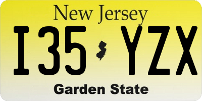 NJ license plate I35YZX