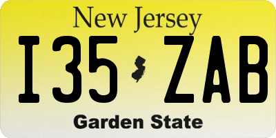 NJ license plate I35ZAB