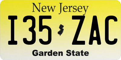 NJ license plate I35ZAC