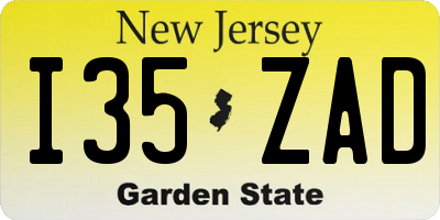 NJ license plate I35ZAD