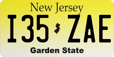 NJ license plate I35ZAE